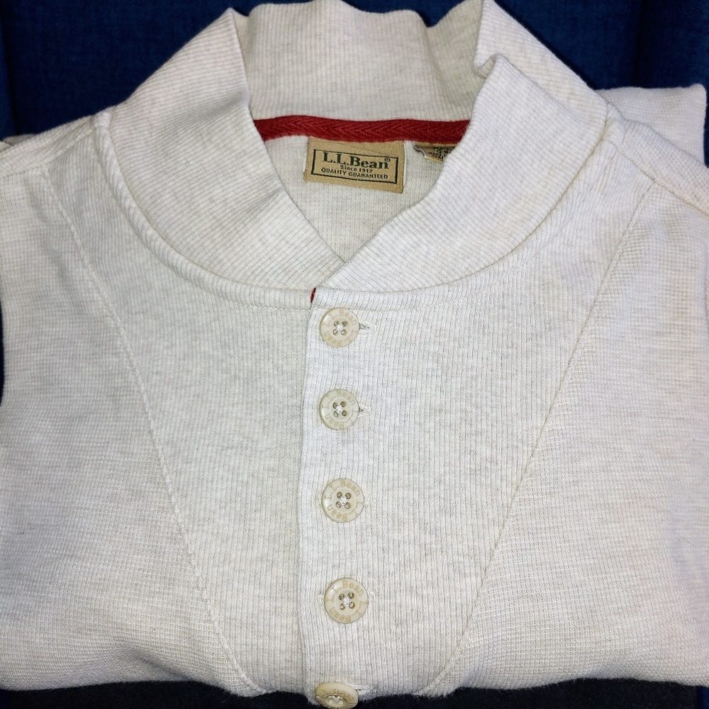 LL Bean Men's 1/4 Button Cotton Pullover Sweater Henley Fisherman Style XL Tall
